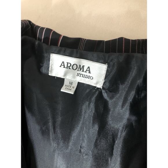 Romana Studio Women 2PC Skirt Suit 16 Long Sleeve Clueless Preppy Black 4 Button - Picture 7 of 13